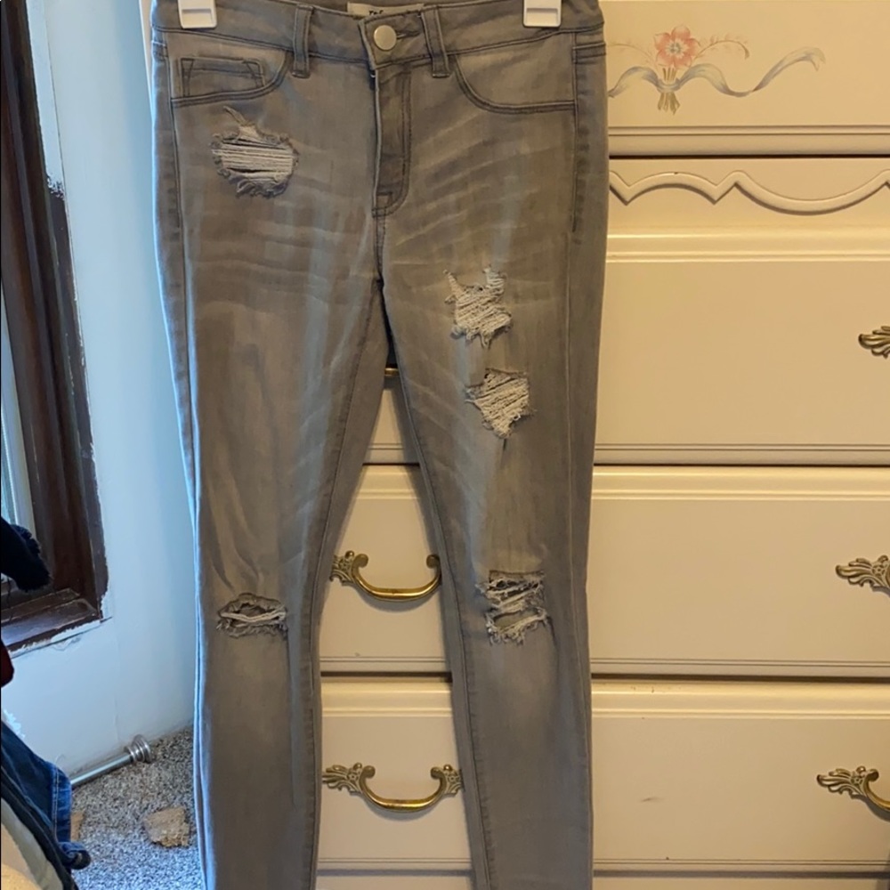 Gray distressed denim